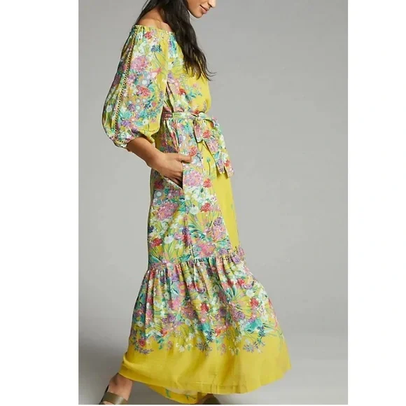 𝐀𝐧𝐭𝐡𝐫𝐨𝐩𝐨𝐥𝐨𝐠𝐢𝐞 𝐍𝐖𝐓 Eliora Off-The-Shoulder Maxi Dress Yellow XS - Picture 2 of 12